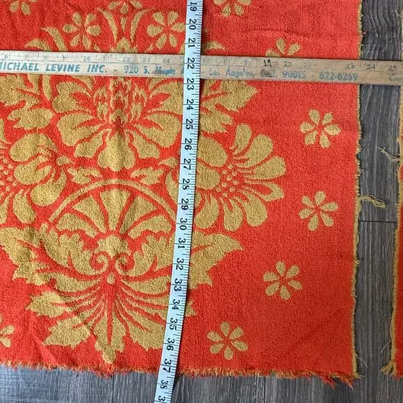 VTG Set of 4 St. Marys orange 100% cotton floral reversible bath hand towels MCM